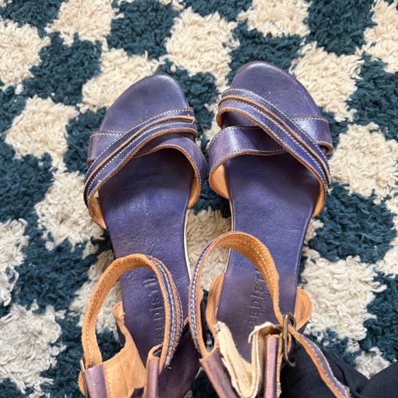 BED STU Carroll Purple Rustic Platform Leather Zip Back Sandal Size 9.5 - Picture 6 of 8